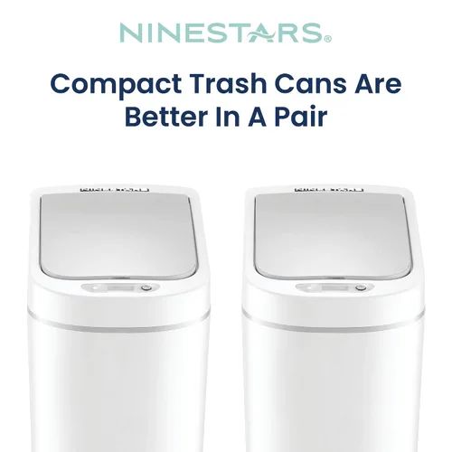Vista 2 de Ninestars Cubo de basura automático con sensor de movimiento para baño, 1.8 galones, apertura inteligente, para baño, dormitorio, cocina, oficina