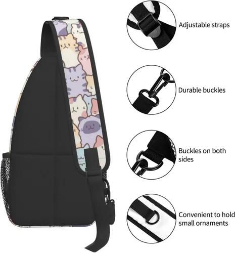 Vista 5 de Divertida mochila con diseño de gato, para el pecho de gato, bolsa cruzada de hombro para hombres, mujeres, niños y niñas
