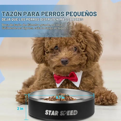 Vista 2 de StarSpeed - Cuencos aislados de acero inoxidable para perros de 24 onzas (color negro)