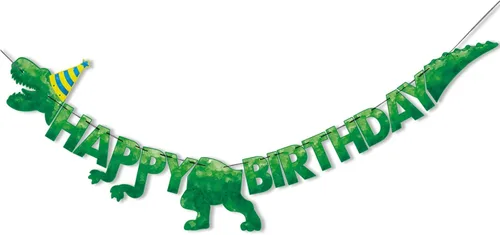 Vista 9 de WERNNSAI Cartel de fiesta de feliz cumpleaños – Cartel de cumpleaños de dinosaurio para decoración de fiesta de niños, suministros de decoración