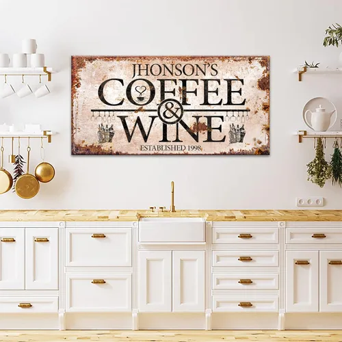 Vista 9 de Tailored Canvases Letrero Personalizado para Barra de Café - Arte de Pared en Lienzo Pequeño y Grande Decoración Señalización para Hogar, Cocina