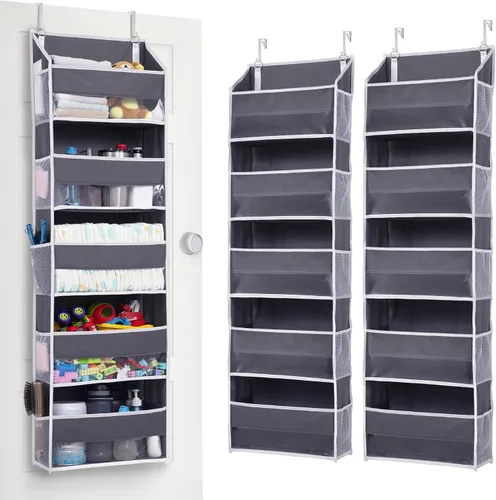 Vista 17 de ULG Organizador para colgar sobre la puerta, 5 niveles extra grande con 10 bolsillos de malla, capacidad de 100 libras, organizador de puerta Beige