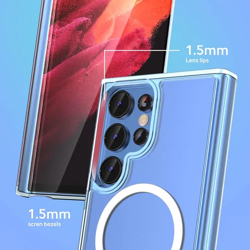 Vista 4 de ANNGELAS Funda protectora para Samsung Galaxy S22 Ultra Mag-Safe, delgada funda protectora a prueba de golpes con magnético, parte trasera dura