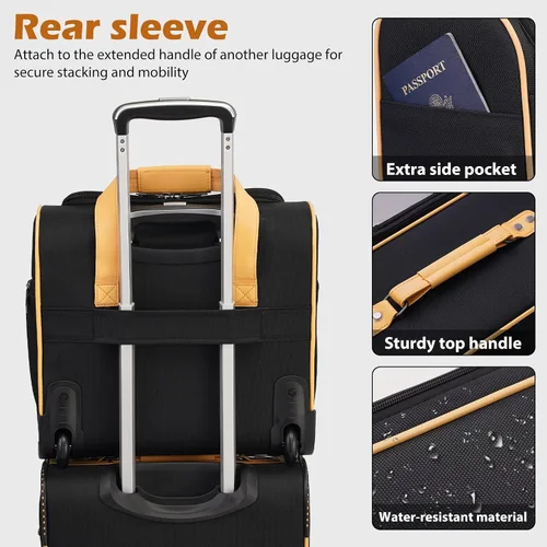 Vista 4 de Coolife Equipaje 4 piezas conjunto maleta extensible TSA cerradura spinner softshell, marino