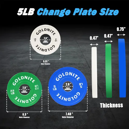 Vista 2 de Juego de Placas de Cambio 1.25LB 2.5LB 5LB Juego de Placas de Peso Fraccionario Placas Bumper Olímpicas para Entrenamiento Cruzado Inserto de Acero