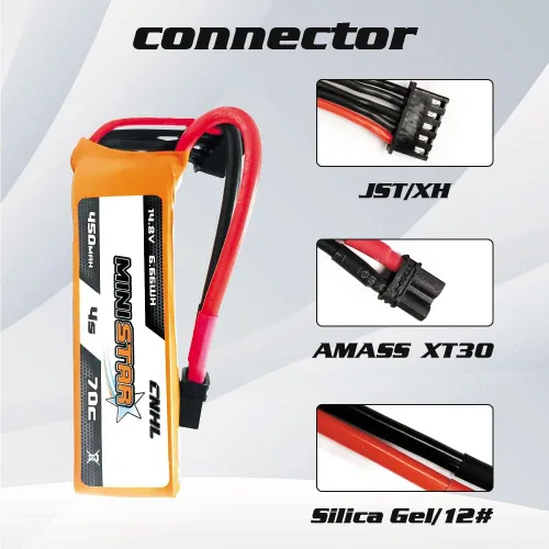 Vista 2 de CNHL 450mAh 4S Lipo Batería 70C 14.8V con XT30U Plug para RC Drone FPV Avión Heli Avión (2 piezas)