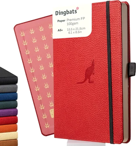 Vista 21 de Dingbats* Cuaderno de Escritura con Líneas de Vida Silvestre A5 - Tapa Dura de Cuero Vegano - Ideal para Trabajo, Viajes - Bolsillo, Cierre Elástico