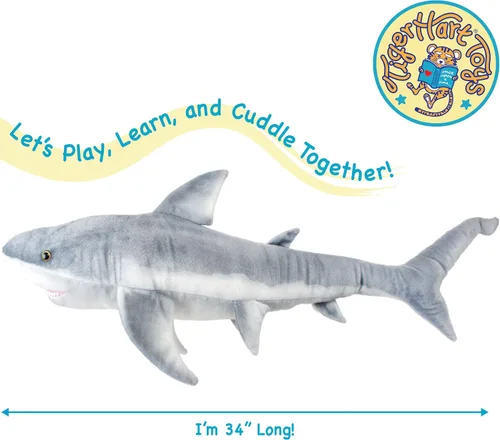 Vista 2 de TigerHart Sammy The Shark - Peluche de 36 pulgadas de largo, color blanco