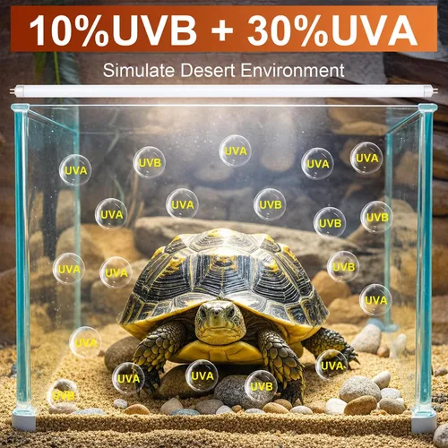 Vista 2 de T5 UVB 10.0 Reptile Light Bulb, 24W High Output UVA UVB Fluorescent Lamp Tube for Bearded Dragon, Tortoise, Chameleon, and Desert Reptiles - 2 Pack