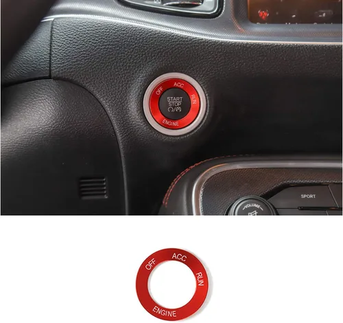 Vista 8 de Keptrim Moldura de parada de arranque del motor para Dodge Challenger Charger RAM 2010-2025, para Durango 2014, aleación de aluminio azul, 1 unidad