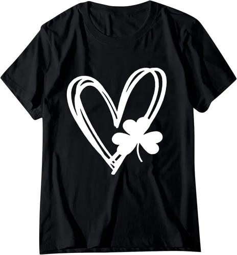 Vista 3 de Blusas de manga corta con cuello redondo para mujer, de ajuste clásico, transpirable, con estampado del día de San Patricio