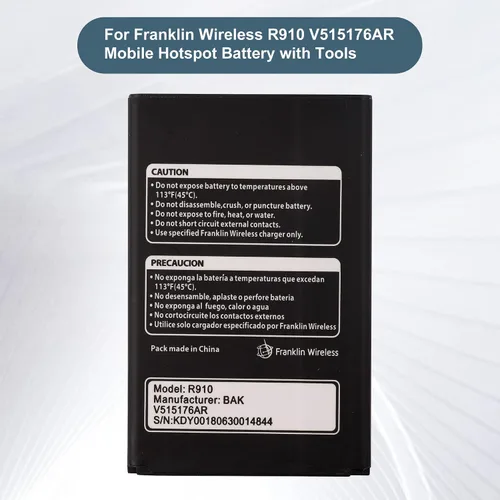 Vista 2 de Batería de repuesto R910 compatible con Franklin Wireless R910 V515176AR Batería de punto de acceso móvil con herramientas