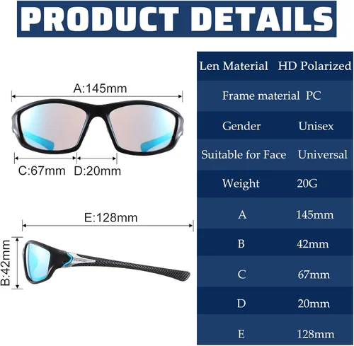 Vista 2 de Macarrie 36 gafas de sol deportivas polarizadas antirreflejos, gafas de sol polarizadas de visión nocturna con marco resistente para hombres