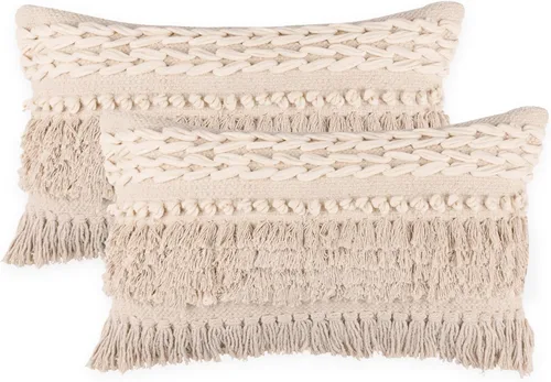 Vista 20 de REDEARTH · Fundas de Cojines Decorativos con Mechones - Fundas Decorativas Tejidas con Textura Boho para Sofá, Cama, Casa de Campo, Silla, Patio