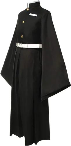 Vista 4 de CR ROLECOS - Disfraz de cosplay de Tanjirou, Zenitsu y Giyuu para anime, kimono de cosplay Negro