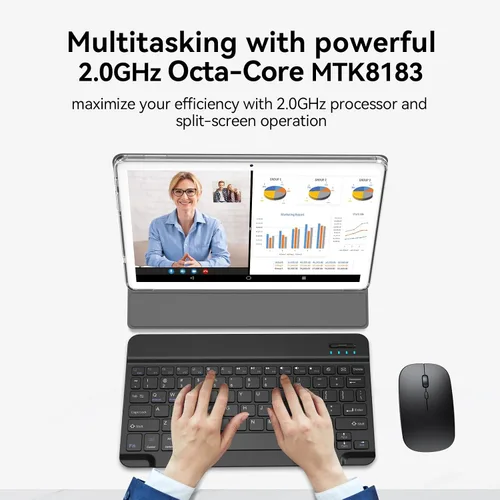 Vista 4 de ANTEMPER Tableta, tableta Android de 10 pulgadas con 128 GB de ROM, 16 GB de RAM (hasta 2 TB), procesador Octa-Core, tableta WiFi 5G, con funda