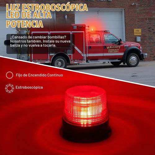 Vista 6 de AnTom Luces Estroboscópicas Inalámbricas Magnéticas, LED Rojo Batería Recargable Luz de Baliza de Advertencia de Seguridad para Techo de Vehículo