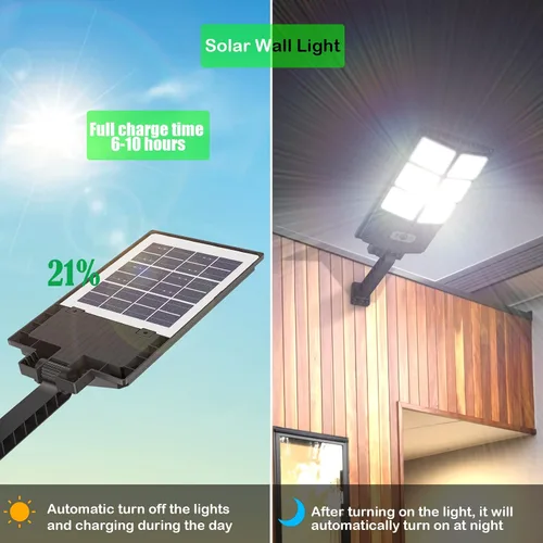 Vista 8 de Luces solares de 150 W impermeables para exteriores, 8000 lúmenes, luces solares LED de inundación, sensor de movimiento al aire libre con control