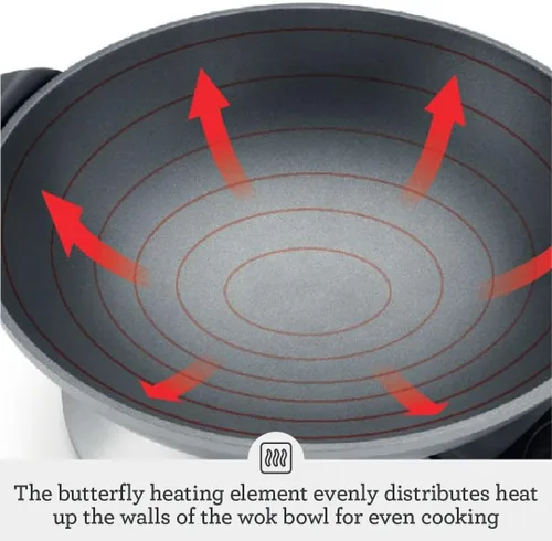 Vista 9 de Breville BEW600XL Hot Wok, 6 Cuartos, Acero Inoxidable Cepillado