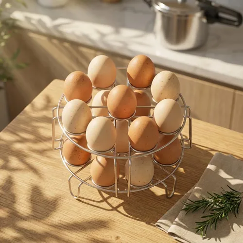 Vista 7 de GSlife Estante de vapor para huevos, salvamanteles de acero inoxidable para olla a presión de 8 cuartos de galón, cocina 18 huevos, inserto apilable