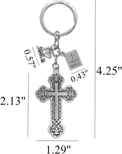 Vista 2 de PHAETON 20 llaveros con cruz de Jesús, colgantes de la Biblia de la Santa Biblia, llaveros religiosos para puerta religiosa, llaveros de Jesús