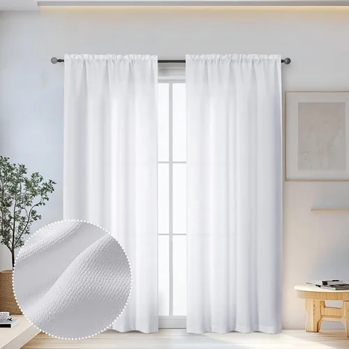 Vista 42 de OWENIE Bob Juego de 2 Paneles de Cortinas Negras de Cocina para Ventanas de 36 Pulgadas de Largo, Cortinas Cortas de Café con Textura de Lino