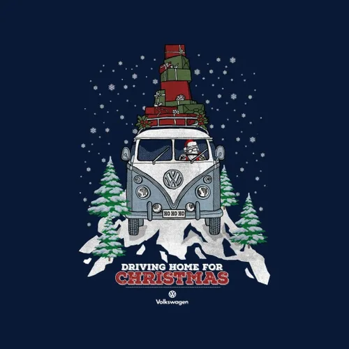 Vista 2 de Volkswagen Christmas Camper White Text Men's T-Shirt