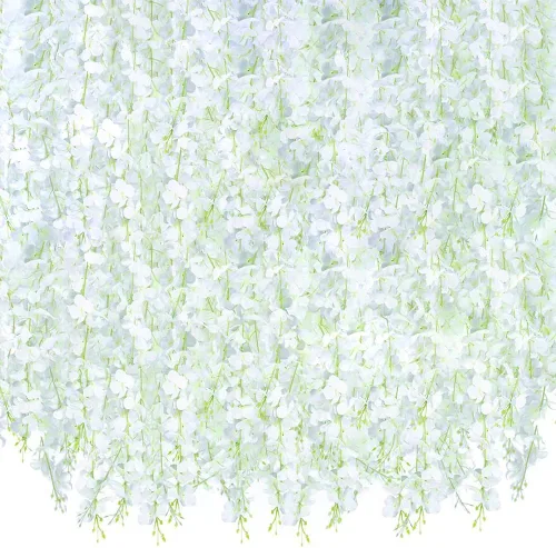 Vista 9 de Paquete de 12 guirnaldas de vides de flores de glicina, cuerdas de flores artificiales de 3.75 pies, flores colgantes falsas, guirnaldas de glicina