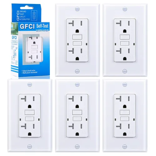 Vista 13 de 3GRACE - Salida GFCI de 15 amperios, receptáculo GFI resistente a manipulaciones con indicador LED, interruptor de circuito de fallo a tierra