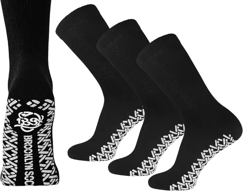 Vista 15 de Calcetines Brooklyn de algodón antideslizantes para diabéticos con neuropatía, sin apretar, control de tracción, paquete múltiple Negro - 12 pares