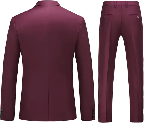 Vista 2 de MOGU Traje ajustado de 2 piezas para hombre, para baile de graduación, negocios, boda, baile (chaqueta de traje + pantalones)