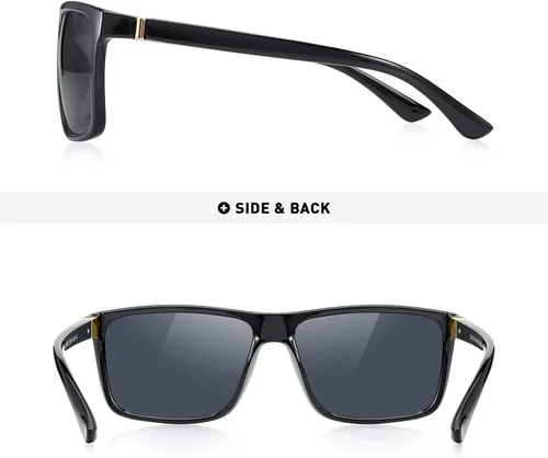 Vista 4 de MERRY'S - Gafas de sol deportivas rectangulares, lentes polarizados con protección UV400, para hombres y mujeres, gafas para ciclismo, conducción