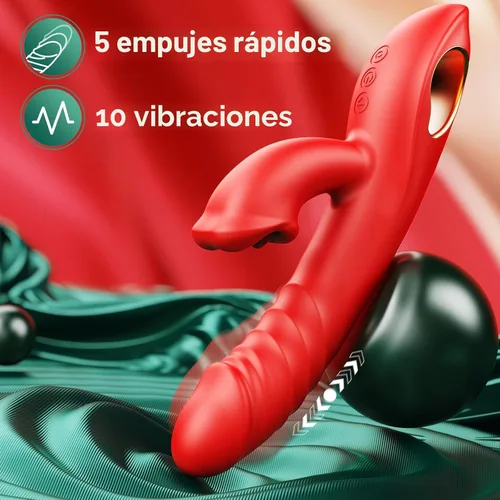 Vista 4 de Consoladore Vibrador de Empuje, Juguetes Sexuales para Adultos, 4EN1 Vibradores para Punto G, Estimulador de Lengua y Clítoris, Juguetes Sexuales