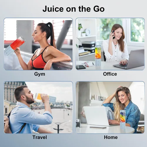 Vista 2 de Licuadora portátil exprimidor personal para batidos batidos con mango oculto 16 Oz Electric Protein Shaker Bottle, USB-C Rechargeable, Mini Small