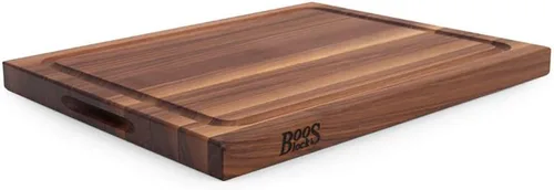 Vista 4 de John Boos BBQ Series Tabla de cortar rectangular de madera de nogal de 17 x 21 pulgadas - 1.5 pulgadas de grosor, bloque de carnicero reversible