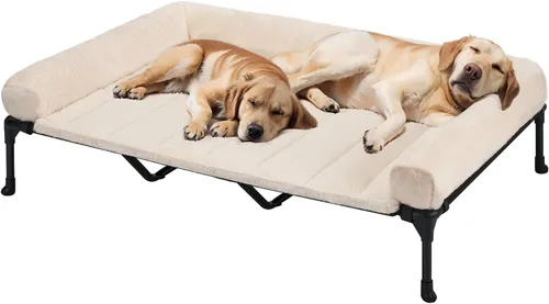 Vista 22 de Veehoo - Camas elevadas para perros de tamaño mediano con cojín de felpa esponjosa Orthopedic Raised Dog Beds for Indoor Outdoor, Soft Pet Sofa