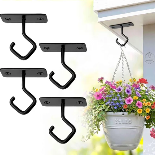 Vista 13 de Lifyzoon Soporte para colgar plantas de alta resistencia (8 pulgadas/negro) Soporte para plantas colgantes forjado a mano para exteriores, duradero