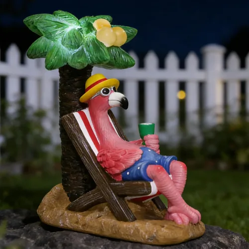 Vista 13 de Estatua de Tiki para exteriores con decoración de tortuga, figura de jardín con energía solar, arte Tiki para Tiki bar, patio trasero, jardín