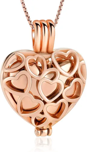 Vista 21 de Collar con medallón de cremación conmemorativa con corazón eterno con mini urna para cenizas de seres queridos