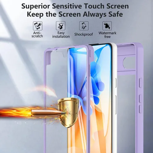 Vista 2 de BESINPO Funda de silicona TPU resistente a prueba de golpes de grado militar para Google Pixel 6A (violeta)