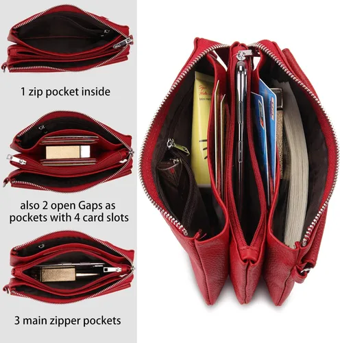 Vista 3 de YALUXECrossbody bolsa de cuero para Smartphone con RFID y bloqueo de ranuras para tarjetas para mujer
