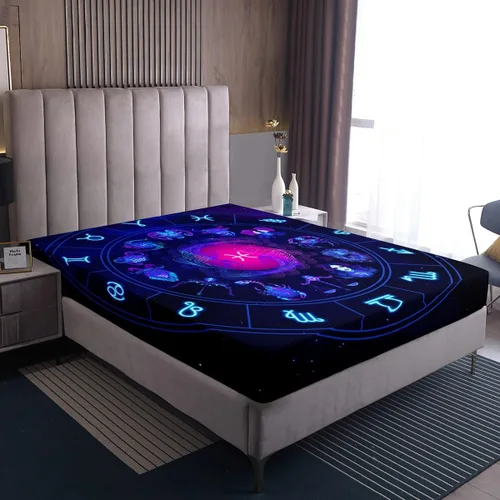 Vista 7 de Erosebridal Piscis - Juego de sábanas de tamaño individual de 12 constelaciones para niños, niñas, niños, niñas, niños, sábana bajera ajustable