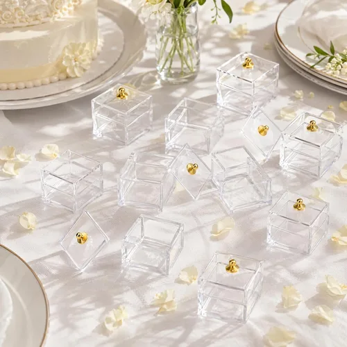 Vista 4 de 10 cajas de dulces en miniatura para casa de muñecas con tapas, tarros de plástico transparente a escala 1:12, pequeños recipientes de comida