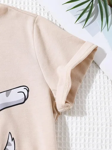 Vista 5 de SOLY HUX Camisetas de manga corta con estampado de gato de dibujos animados para niña