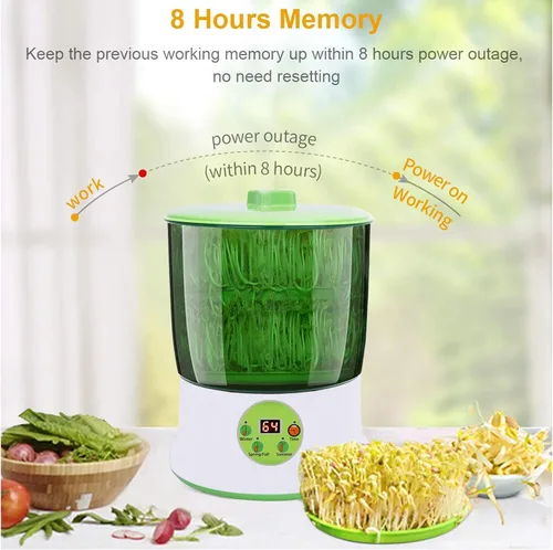 Vista 4 de Máquina de brotes de frijol, control de tiempo de pantalla LED, máquina automática inteligente de brotes de frijol, función de 2 capas, herramienta