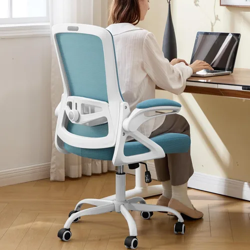 Vista 12 de Silla de Oficina Ergonómica, Silla de Escritorio con Soporte Lumbar Ajustable, Sillas de Computadora Cómodas de Malla Transpirable con Reposabrazos