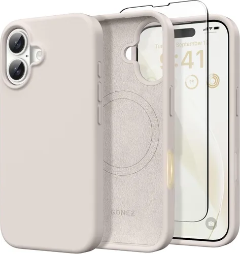 Vista 118 de GONEZ Funda magnética para iPhone 14, compatible con Magsafe, con protector de pantalla + protector de cámara, forro de microfibra antiarañazos