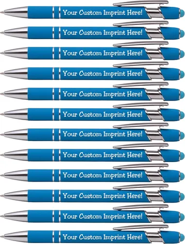 Vista 12 de ExpressDesigns™ - Bolígrafos personalizados premium con lápiz óptico Ráfaga de color Bolígrafos personalizados con nombre impreso de metal suave