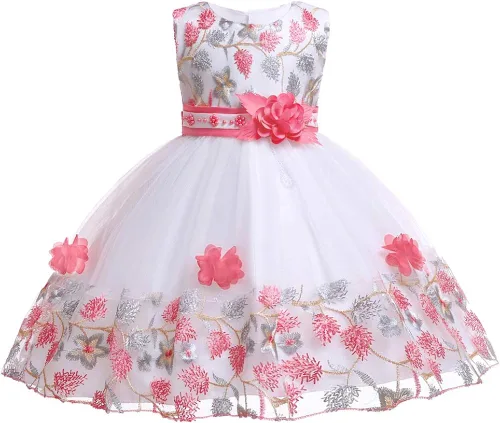 Vista 2 de NSSMWTTC - Vestido de fiesta para niñas, estampado floral, tamaño a escoger