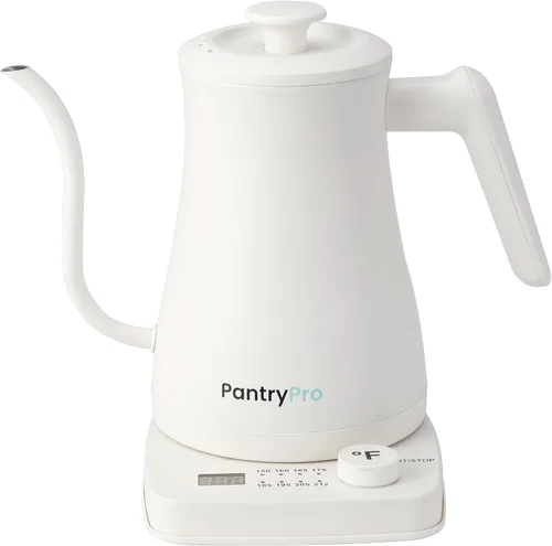 Vista 9 de PantryPro Hervidor eléctrico de cuello de cisne con control de temperatura, hervidor rápido de 34 oz/1.0L, interior de acero inoxidable, apagado